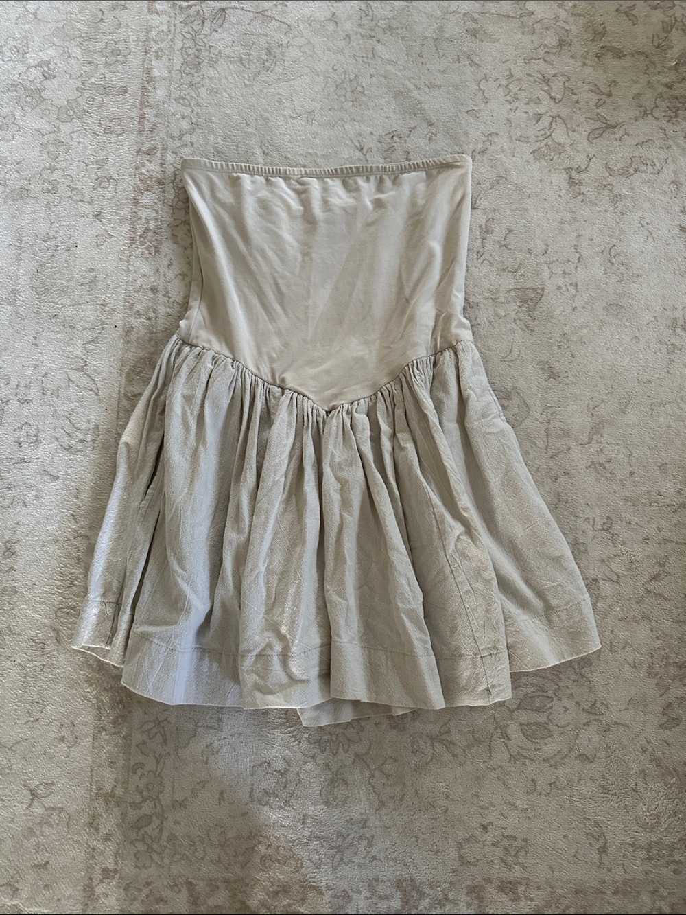 Free People Strapless Ivory/Tan Mini Dress